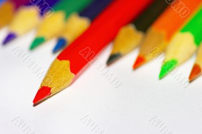 Color pencils on white background