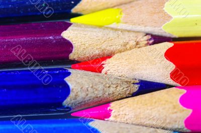 Color pencils on white background
