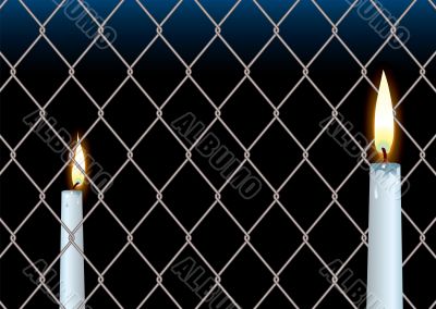 wire fence candle