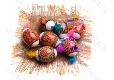 Colorful Easter egg on the napkin, isolated