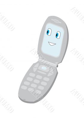 Isolated mobile phone with smiling avatar