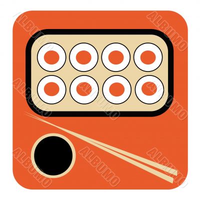 icon with japanese food and chopsticks
