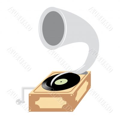 isolated illustration of old gramophone