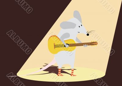 Funny mouse is plaing the guitar