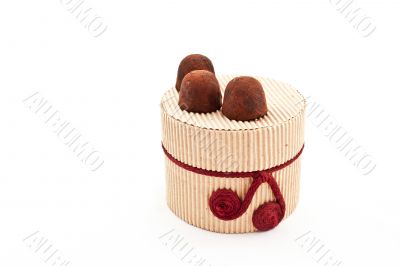 handmade truffles on a gift carton