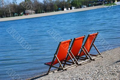 Orange folding chairs