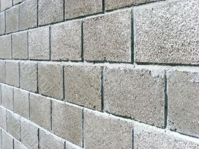 Wall of concrete blocks