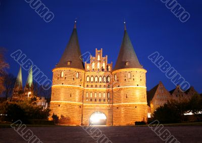 Famous gate Holstentor in Lubeck, Germany
