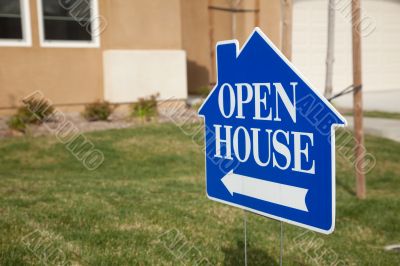 Blue Open House Sign
