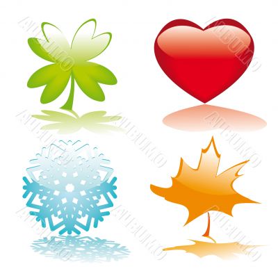 Four glossy buttons for holidays design