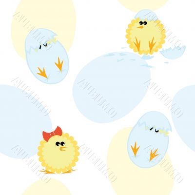 Seamless pattern with chickens and eggs