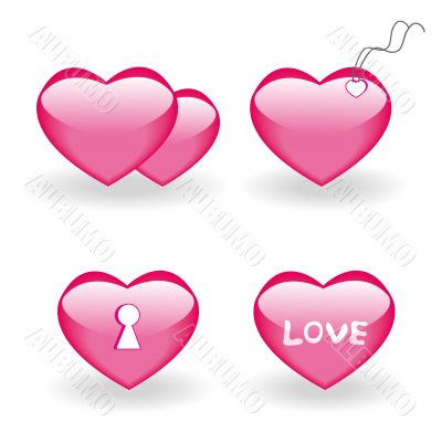 Set of four icons with hearts for st.Valentine day