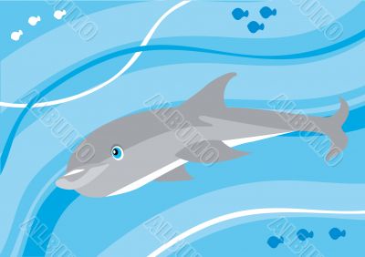 Cartoon dolphin underwater