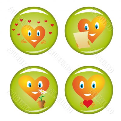 Set of four st. Valentine buttons