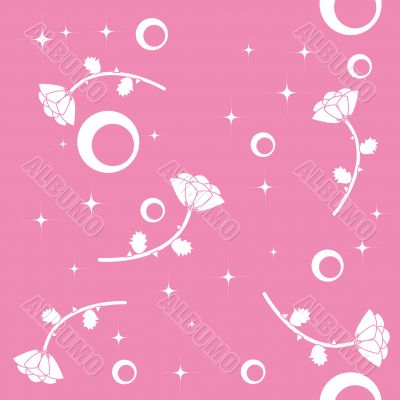 Seamless pattern with roses, stars and circles