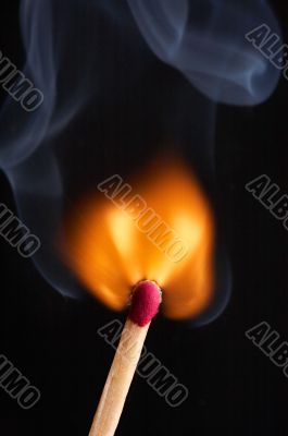 Match flame and smoke