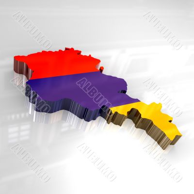3d flag map of Armenia - 3d made