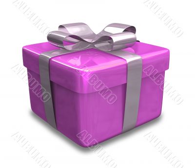 white gift with purple wrap - 3d made