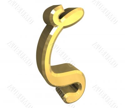 Zeta symbol in gold - 3d made