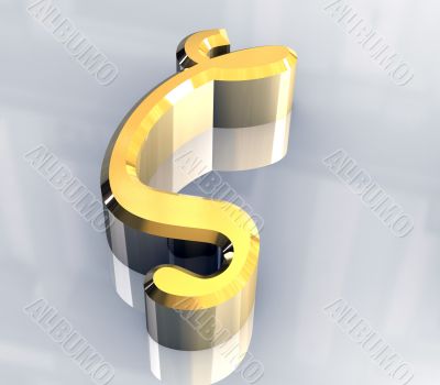 Zeta symbol in gold - 3d made