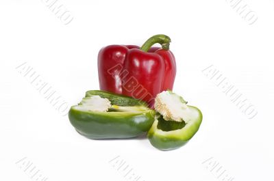 Sweet bell peppers on a white background