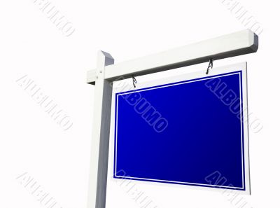 Blank Blue Real Estate Sign on White