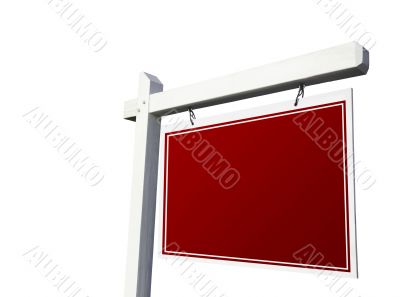 Blank Red Real Estate Sign on White