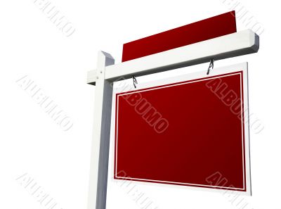 Blank Red Real Estate Sign on White
