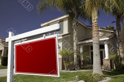 Blank Real Estate Sign and House