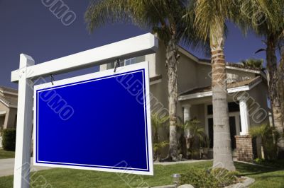 Blank Real Estate Sign and House