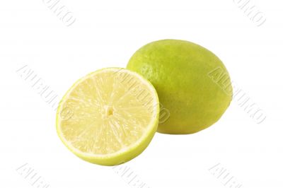 Closeup of lemons on white