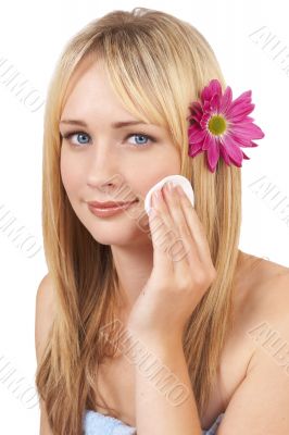 Portrait of beautiful blonde woman