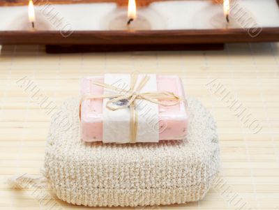 Relaxing spa scene with body products