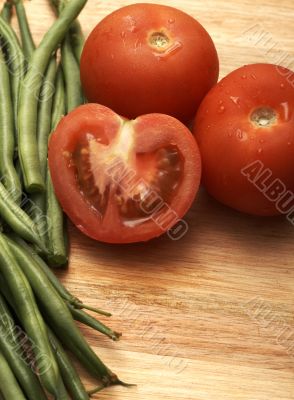 Juicy fresh tomatoes and beans