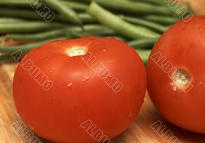 Juicy fresh tomatoes and beans