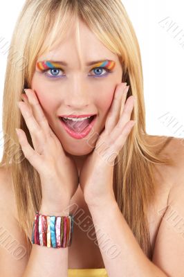 Portrait of beautiful blonde woman
