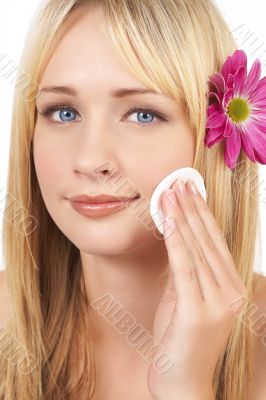 Portrait of beautiful blonde woman