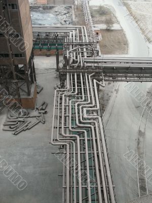 Above-ground pipeline on the factory