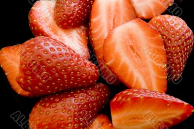 Strawberries on black
