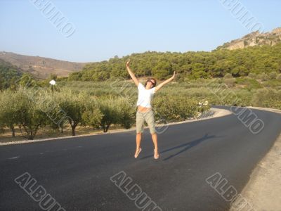 Jumping over road