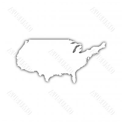 map of usa with shadow