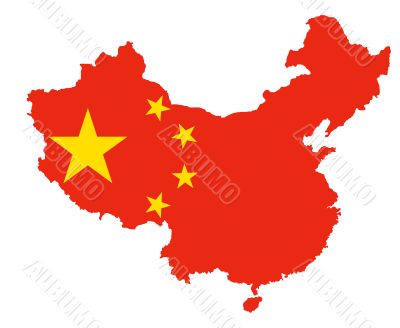 map and flag of china