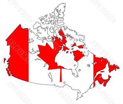 map and flag of canada