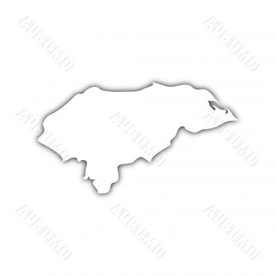 white map of honduras on black shadow