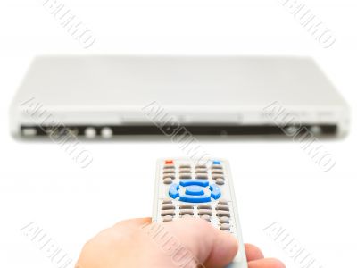 remote control in hand