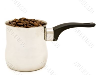 Turkish percolator with coffee beans