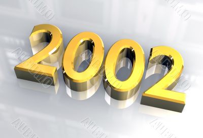 year 2002 in gold 3d