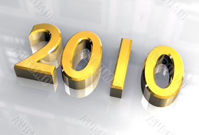 year 2010 in gold 3d