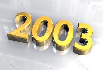 year 2003 in gold 3d