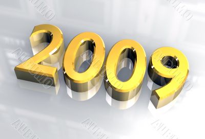 year 2009 in gold 3d